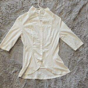 SHEIN White Eyelet Blazer